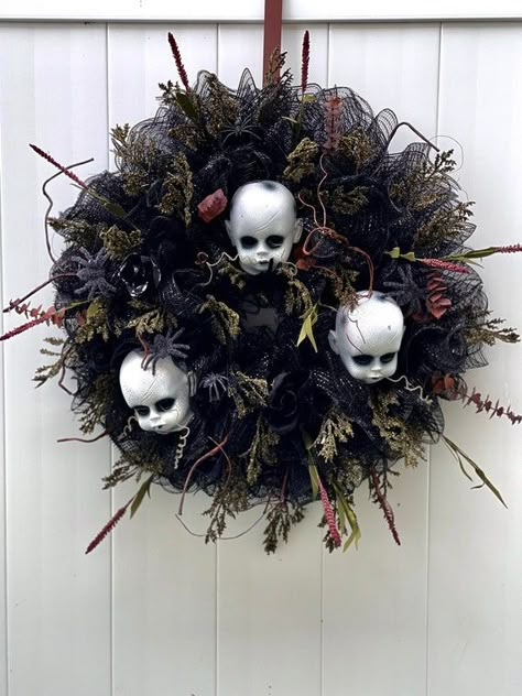 Halloween WreathGraveyard Decor Graveyard Wreath Scary | Etsy Scary Halloween Wreath, Haunted Mansion Decor, Mansion Decor, Spooky Wreath, Easy Diy Halloween Decorations, Homemade Halloween Decorations, Diy Halloween Wreath, Creepy Halloween Decorations, Halloween Crafts Decorations