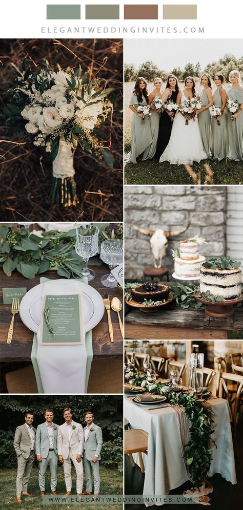 Sage Green Wedding Theme, Sage Wedding Colors, Sage Green Wedding Colors, Wedding Color Pallet, Neutral Wedding Colors, Wedding Color Combos, Green Themed Wedding, Green Wedding Colors, Sage Wedding