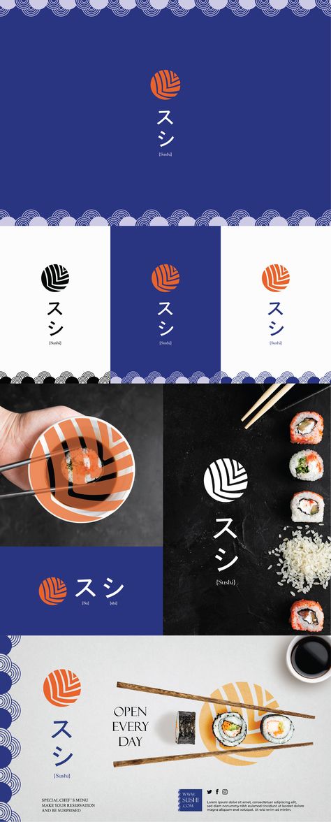 Logo and brand identity design Sushi Logo, Sushi Design, Sushi Cat, Logo Identity, Restaurant Logo Design, Logo Food, Personal Logo, Interaction Design, Logo Design Trends