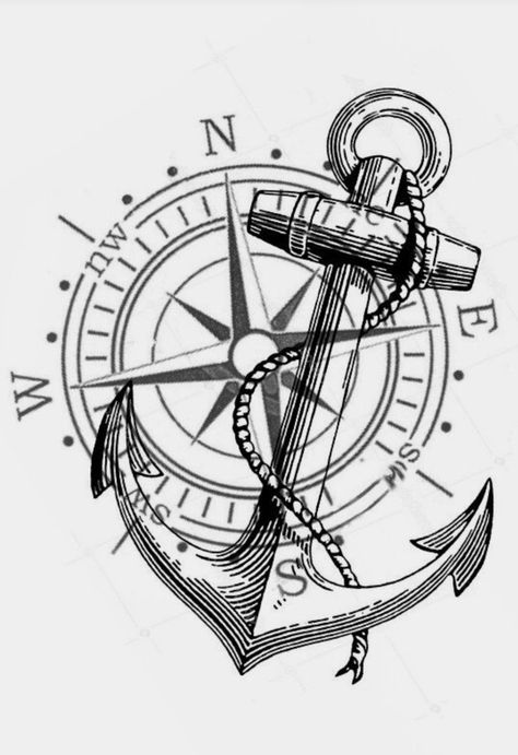 Anker And Compass Tattoo, Compass And Anchor Tattoo Design, Compass With Anchor Tattoo, Compass Anchor Tattoo Design, Compass And Anchor Tattoo, Anchor Compass Tattoo, Compass And Map Tattoo, Compass Tattoo Men, Men's Tattoos