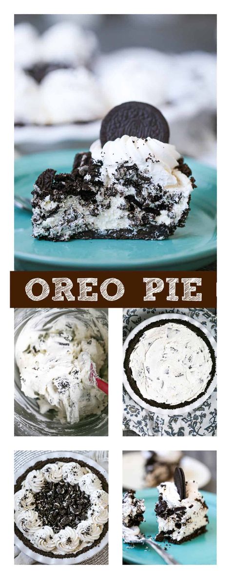 This super-easy decadent, cream Oreo Pie recipe comes together beautifully in just 15 minutes, then sets up in the fridge 1 hour before it's ready to serve. It's the perfect light and fluffy cookies and cream dessert for any occasion!  Everyone always goes crazy over it, because it tastes so amazing!  Plus, who doesn't love Oreos included in dessert?  An Oreo Lovers dream come true! #oreo #oreos #oreodessert #dessertwithoreos #cookiesandcream #oreopie #easyoreopie #nobakeoreopie #oreocreampie Healthy Dark Chocolate Desserts, Easy Oreo Pie, Oreo Deserts, Oreo Pie Recipe, Cookies And Cream Dessert, No Bake Oreo Pie, Fluffy Cookies, Dark Chocolate Desserts, Pie Making