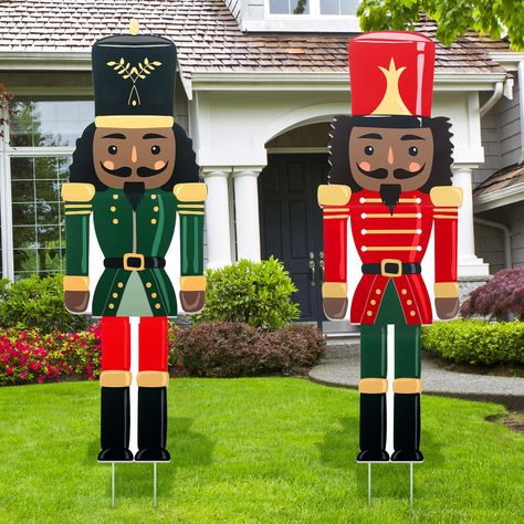 PRICES MAY VARY. Package Includes: you will receive 2 pieces of Christmas nutcracker outdoor decorations in different styles, good combinations to meet your decor needs and replacements, which can bring joy to the Christmas party and enhance the festive atmosphere Large Size: the nutcracker yard stakes measure approx. 12.99 x 39.37 inches/ 33 x 100 cm, proper in size, easy to attract the attentions of adults, which can create an attractive display in your places, your guests and neighbors can se Nutcracker Christmas Party Decorations, Christmas Fair Decorations, Nutcracker Outdoor Decor, Giant Nutcracker Diy, Nutcracker Christmas Tree Theme, Nutcracker Themed Christmas Decor, Work Christmas Decorations, Kids Christmas Party Decorations, Black Nutcracker Christmas