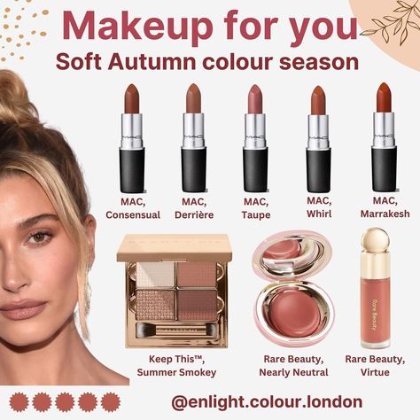 Soft Autumn Color Season, Autumn Make Up, Deep Autumn Makeup, Autumn Color Season, Autumn Color Analysis, Soft Autumn Makeup, Deep Autumn Palette, Lipstick Guide, Palette Autumn