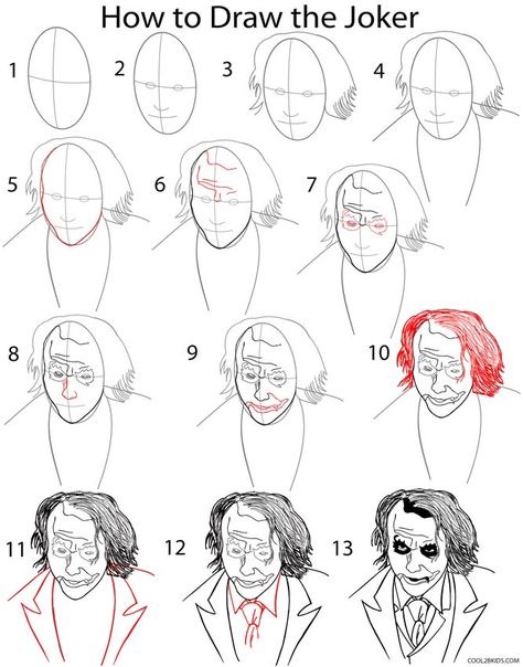 How to Draw the Joker Step by Step Joker Drawing Easy, Joker Hair, Joker Art Drawing, Joker Sketch, Disney Drawing Tutorial, Joker Painting, Joker Drawings, Batman Drawing, Drawing Superheroes