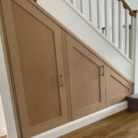 John Hooton Carpentry on Instagram: "Understair cupboards are proving to be a popular addition at the moment #understairs #understairstorage #mdfcupboard #staircupboard #hallway #hallwaytransformation #cupboardstorage #cupboardorganisation #storagesolutions #storagesolution #stairtransformation #carpentryuk #carpentry" Understairs Cupboard Ideas Small, Understairs Cupboard Door, Understair Cupboards, Understairs Cupboard Ideas, Under Stairs Storage Cupboard, Under Stairs Cupboard Storage, Understairs Cupboard, Stairs Office, Diy Cupboard