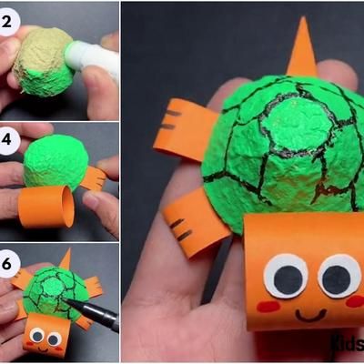 K4 Craft Videos - How To Make Egg Carton Turtle Craft For... | Facebook Egg Carton Turtle Craft, Egg Crate Crafts For Kids, Egg Cartoon Art Kids Crafts, Egg Carton Crafts For Kids, Egg Carton Caterpillar, Sea Turtle Craft, Kindergarden Art, Mfw Kindergarten, Turtle Craft