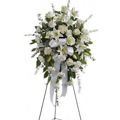 Funeral Flower Arrangement - Memories to Treasure Asiatic Lilies, Sympathy Flowers, Flower Spray, Same Day Flower Delivery, Fresh Cut Flowers, Flower Delivery, Flower Shop, White Roses, White Flowers