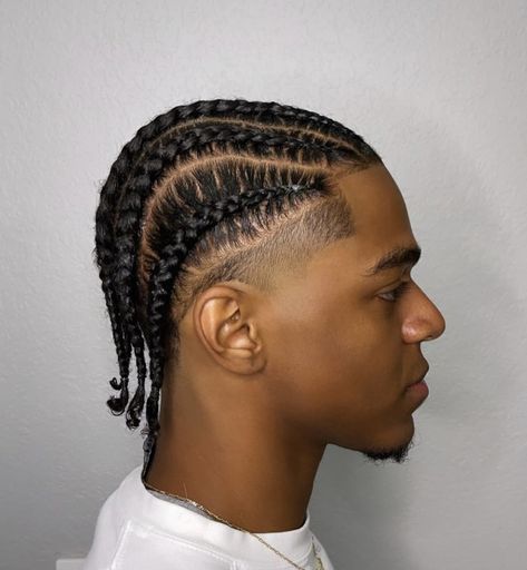 Men’s Braids With Taper, High Taper With Braids, Cornrows With Low Taper, Low Taper Fade With Braids, Cornrows Low Taper, Cornrow Black Men, Men Cornrows Design 4 Braids, Two Strand Cornrows, High Taper Cornrows