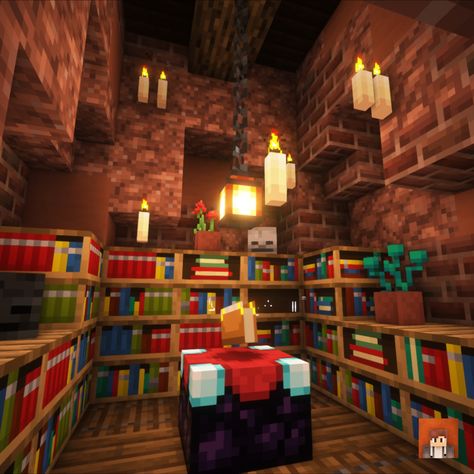 Enchanting Room Minecraft, Minecraft Enchantment Room, Minecraft Medieval Buildings, Minecraft Interior Ideas, Minecraft Rooms, Minecraft Enchantments, Enchanting Room, Castle Minecraft, Interior Minecraft