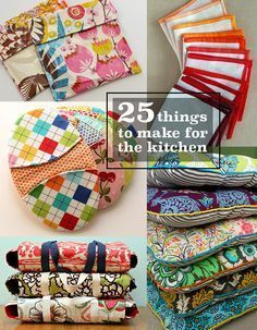 25 things to make and sew for the kitchen! Syprosjekter For Nybegynnere, Things To Sew, Diy Sy, Sew Ins, Costura Diy, Beginner Sewing Projects Easy, Things To Make, Sewing Projects For Beginners, Sewing Skills