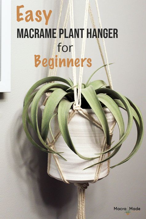 This simple macrame plant hanger for beginners is a great first project for anyone just starting out doing macrame. Make your own today! First Macrame Project, Simple Macrame Plant Hanger, Diy Macrame Plant Hanger Easy, Macrame Projects Ideas, Diy Macrame Plant Hanger Tutorials, Easy Macrame, Macrame Plant Hanger Tutorial, Home Decor Wallpaper, Macrame Plant Hanger Patterns