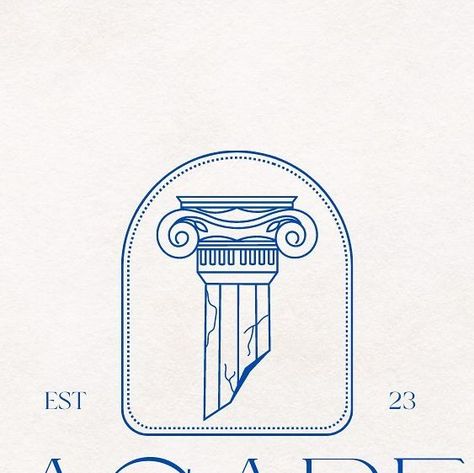 Greek Cards Design, Greek Stamp Tattoo, Greek Logo Design Inspiration, Greek Design Graphic, Greek Temple Tattoo, Greek Pillar Tattoo, Greek Mythology Logo, Greek Logo Design, Greek Branding