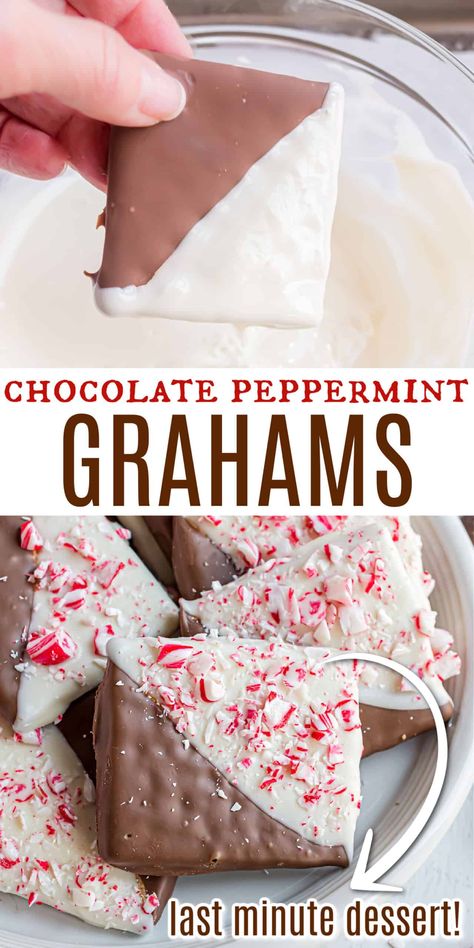 Chocolate Peppermint Grahams are the perfect last minute holiday treat. Peppermint Bark gets a chocolate graham cracker boost! These holiday treats covered in chocolate and peppermint are easy enough for the kids to make. Treats Covered In Chocolate, Easy Christmas Treats, Shugary Sweets, Christmas Baking Recipes, Chocolate Graham Crackers, Candy Recipes Homemade, Christmas Candy Recipes, Bark Recipe, Holiday Snacks