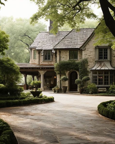 Rustic Elegant House Exterior, Aesthetic French House Exterior, New York Country Home, Luxury Cottage Exterior, Italian Countryside House Exterior, Rural House Exterior, How To Give A Flat House Dimension Exterior, Large Cottage Exterior, Modern English Manor Exterior