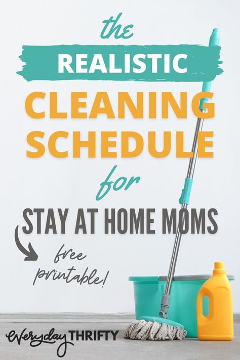 Get your FREE printable weekly cleaning schedule for stay at home moms. No worries, ladies, this schedule is realistic for the hard working mom to keep a clean house. Adult Cleaning Schedule, Daily Cleaning Checklist For Organized Stay At Home Mom, Daily Cleaning Schedule Ideas, Weekday Cleaning Schedule, Clean House Schedule Daily Routines Stay At Home Mom, Stay At Home Mom Cleaning Routine, Stay At Home Mom Schedule Cleaning, Sahm Cleaning Schedule, Stay At Home Mom Cleaning Schedule