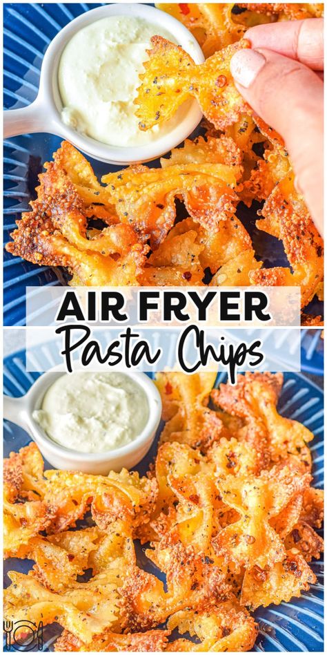 Pasta Air Fryer Chips, Finger Foods Air Fryer, Air Fryer Pasta Chips Recipes, Crispy Pasta Chips Air Fryer, Air Fry Pasta Chips, Pasta Chips Air Fryer, Air Fryer Pasta Chips, Air Fryer Pasta, Fried Pasta