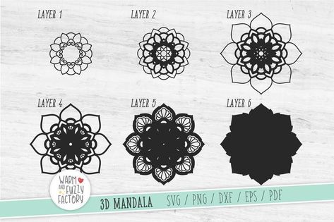 3D Mandala SVG 3D Layered Mandala SVG cut file for Cricut | Etsy Layered Mandala Svg Free, Layered Mandala, Rolled Paper Flowers, Engraving Ideas, 3d Mandala, Laser Ideas, Design Mandala, Layered Art, Cricut Projects Beginner