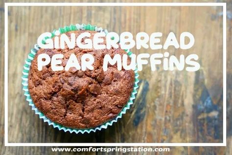 Gingerbread Pear Muffins – Comfort Spring #muffins #gingerbread #pear #gingerbreadpearmuffins #dessert #holidaydessert #Thanksgiving #Christmas Spring Muffins, Pear Muffins, Peach Muffins, Ginger Molasses, Cup Of Hot Chocolate, Holiday Party Foods, Pastry Flour, Cold Morning, Pumpkin Muffins