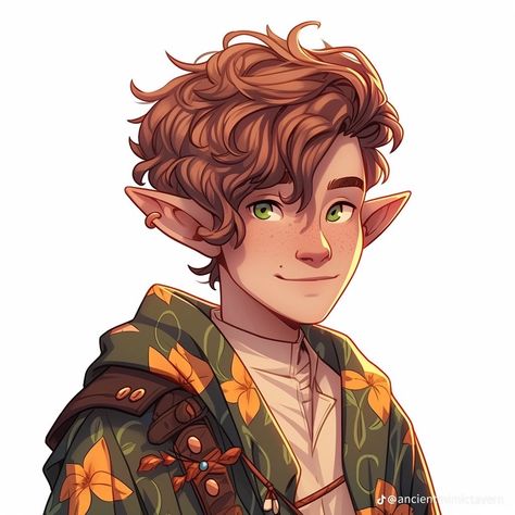 Druid Art Male, Dnd Gnome Male, Halfling Character Art Male, Half Elf Male Character Design, Dnd Halfling Male, Forest Gnome Dnd, Dnd Elf Character Design, Dnd Character Art Male, Male Elf Art