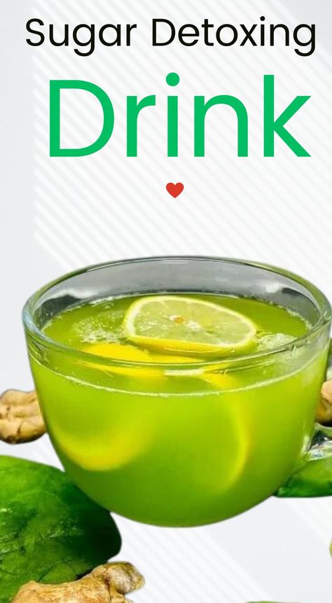 Sugar Detoxing Drink Recipe Sugar Cleanse, Sugar Detox Recipes, Sugar Detox Diet, Healthy Juice Drinks, Detox Juice Cleanse, Homemade Detox, Green Juice Recipes, Homemade Syrup, Easy Detox