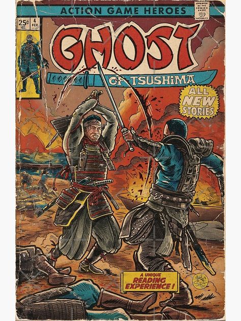 "Ghost of Tsushima fan art comic cover" Poster for Sale by MarkScicluna | Redbubble Ghost Of Tsushima Poster, Ghost Of Tsushima Art, Comic Wall Art, Comic Cover Art, Ghost Comic, Comic Paper, Games Poster, Retro Games Poster, Game Posters