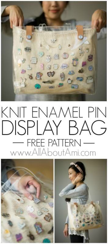 Crochet Enamel Pin Display, Display Pins Collection Ideas, Enamel Pin Display Bag, Pin Badge Display, How To Display Pins, Disney Pin Display Ideas, Tote Bag With Pins, Pin Collection Display Ideas, Enamel Pin Display Ideas