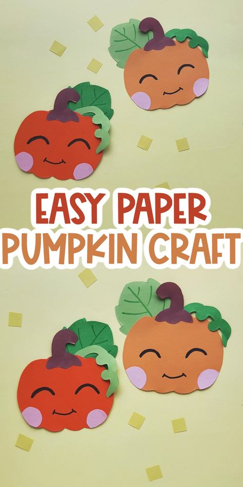 This pumpkin paper craft is a great fall activity for kids. Follow the instructions to make your own using our printable template! It's easy, fun, and will look super cute on your windows or walls this Halloween or Thanksgiving. #papercrafts #funactivityforkids Cute Pumpkin Craft, Decorate A Pumpkin Paper Craft, Pumpkin Paper Crafts For Kids, Pumpkin Construction Paper Crafts, Construction Paper Fall Crafts, Paper Pumpkin Decorating Ideas For Kids, Fall Construction Paper Crafts For Kids, Kids November Crafts, Pumpkin Craft For Preschool