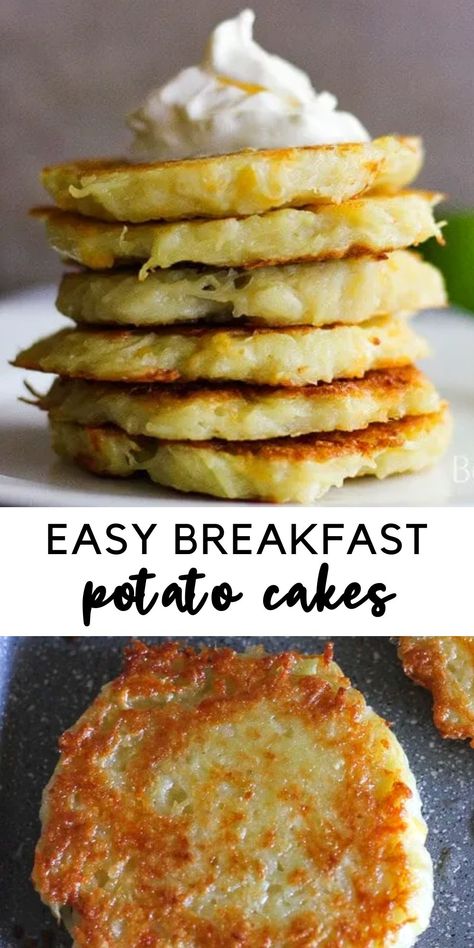 Egg And Potato Recipes Breakfast, Breakfast Potato Cakes, Quick Simple Breakfast, 15 Minute Breakfast, No Cheese Breakfast Ideas, Savory Breakfast Sides, Simple Morning Breakfast Ideas, Breakfast Ideas Stove Top, Pre Make Breakfast Ideas