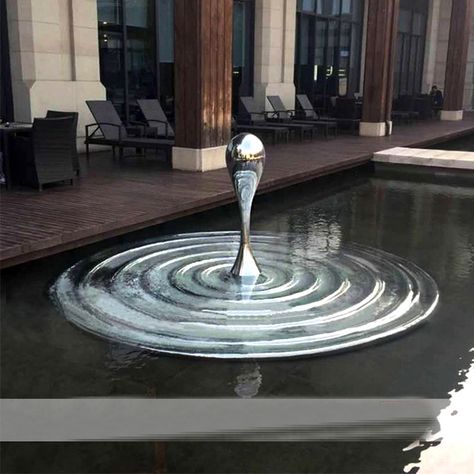 Water Sculpture, A Drop Of Water, Fish Lamp, Drop Of Water, Water Pool, Water Projects, Landscape Architecture Design, Wall Fountain, 3d Studio