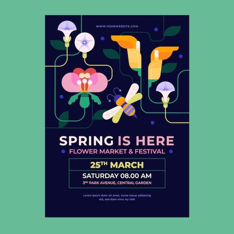 Spring Design Graphic, Spring Design Ideas, Spring Poster Design, Spring Sale Poster, Recital Poster, Spring Flyer, Flat Design Poster, Classical Music Poster, Illustrator Ideas