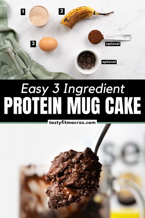 OMG, I just tried this 3 ingredient protein powder mug cake and my mind is blown! Protein powder, banana, egg, and boom, less than 2 minutes in the microwave. Over 30g of protein in this tasty treat. You can also toss in some dark chocolate chips to make it extra chocolatey. Can't believe how simple and delicious it is. Mug Cake Microwave Protein Powder, Protein Powder Microwave Cake, Healthy Protein Mug Cake Microwave, Protein Mug Cake With Banana, Protein Microwave Cake, Chocolate Chip Protein Mug Cake, Vanilla Protein Powder Dessert Easy, Chocolate Protein Mug Cake Microwave, Ways To Use Chocolate Protein Powder