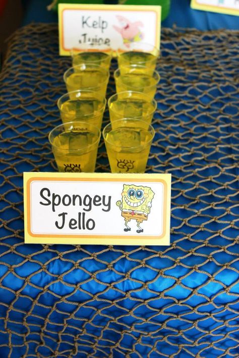 Spongebob Jello Shots, Spongebob Themed Alcoholic Drinks, Spongebob Party Decorations Ideas, Spongebob Party Games For Adults, Spongebob Inspired Food, Spongebob Alcoholic Drinks, Spongebob Theme Party 25, Spongebob Bachelorette Party, Spongebob 25th Birthday Party Ideas