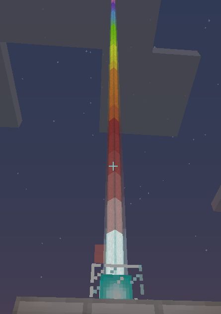 My rainbow beacon I created. This beacon has granted me jumping boosts! #Minecraft See how to make your own on this link: http://minecraft.gamepedia.com/Beacon Just add colored glass! Rainbow Beacon Minecraft, Minecraft Beacon Ideas, Minecraft Beacon Design, Beacon Minecraft, Minecraft Treehouses, Minecraft Tips, Amazing Minecraft, Cool Minecraft, Minecraft Buildings