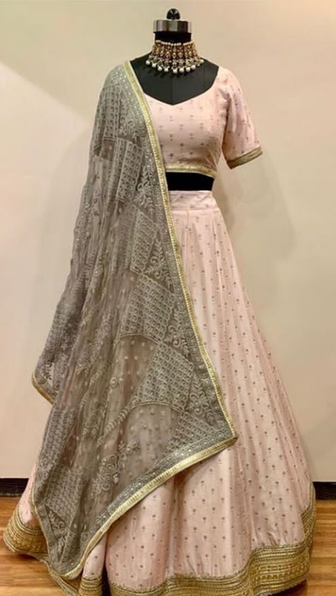 Beautiful Silk Lehenga-Choli. Embellished with hand embroidery work. Paired with chickenkari dupatta. Lehenga For Engagement, Lehenga Ideas, Saree Outfit, Girls Lehenga, Nimrat Khaira, Hand Embroidery Work, Lehenga Design, Heavy Dresses, Lehnga Dress