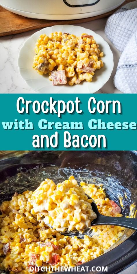 Crockpot Corn With Cream Cheese, Crockpot Corn Casserole, Corn With Cream Cheese, Corn Casserole With Cream Cheese, Corn Casserole Crockpot, Crockpot Corn, Casserole With Cream Cheese, Cheese Corn Casserole, Cream Cheese Corn