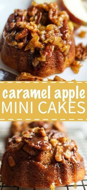 Individual fall-inspired cakes that you will be so proud to serve your family and friends at your next party. These adorable caramel apple mini cakes are made in mini bundt pans and they’re filled with so much flavor (cinnamon, apples, caramel, oh m Caramel Apple Mini, Mini Cakes Recipe, Mini Bunt Cake, Mini Bundt Cakes Recipes, Bundt Pans, Mini Bundt, Mini Bundt Cakes, Oreo Dessert, Bundt Cakes Recipes