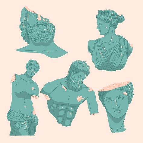 Greek Pop Art, Greek Statue Illustration, Greek Mythology Illustration, Mythology Illustration, Greek Mythology Characters, But Is It Art, Artist Tutorials, Roman Statue, Instagram Graphic