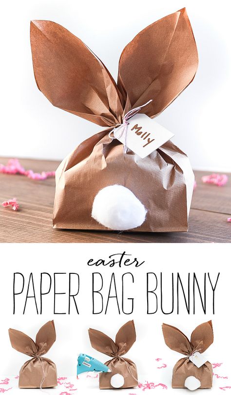 Paper Bag Bunny for Easter - It All Started With Paint Make Bunny Ears, Paper Bag Bunny, Make A Paper Bag, Diy – Velikonoce, Easter Paper Crafts, How To Make A Paper Bag, Paper Bunny, Easter Treat Bags, Paper Bag Crafts