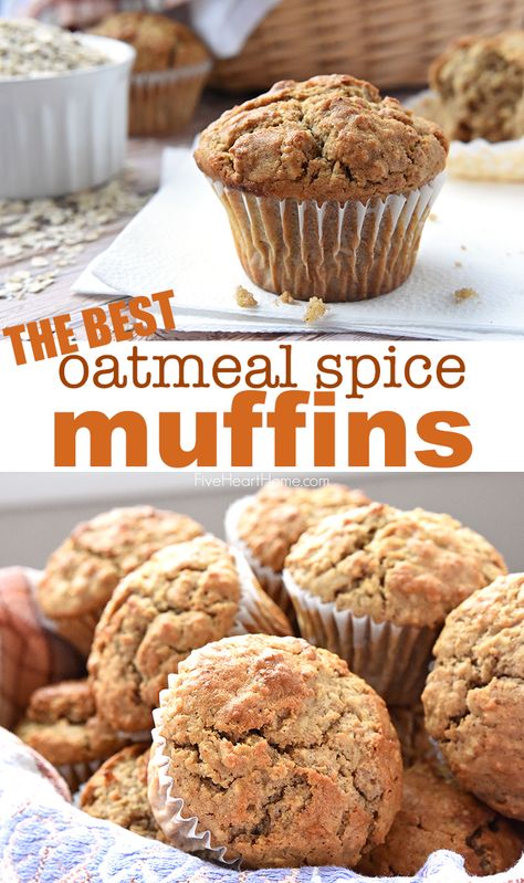 Resep Muffin, Spice Muffins, Oatmeal Muffins, Best Oatmeal, Healthy Muffins, Breakfast On The Go, Breakfast Muffins, Delicious Breakfast, Breakfast Casserole