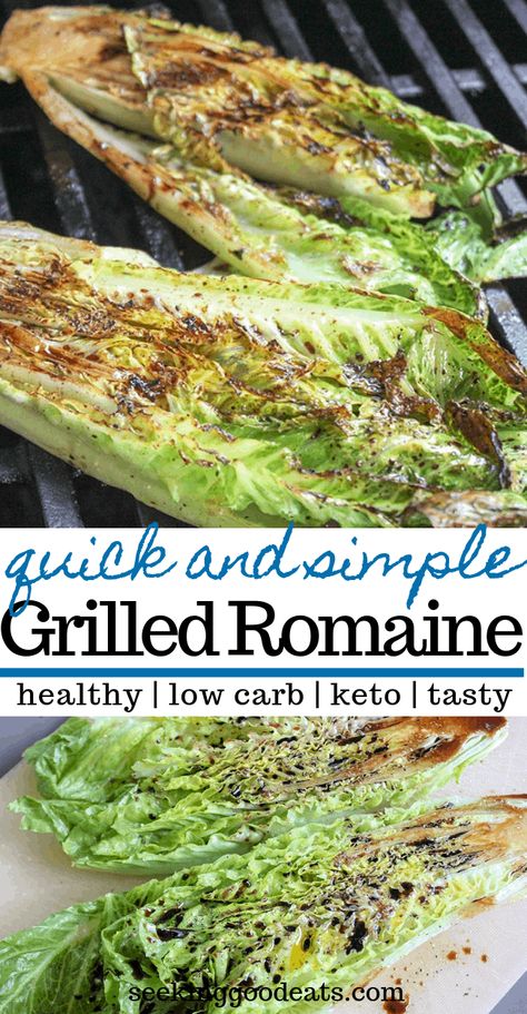 Romaine Lettuce Recipe, Grilled Romaine Hearts, Grilled Romaine Lettuce, Romaine Hearts, Grilled Kabob Recipes, Lettuce Recipes, Recipes Steak, Grilling Recipes Sides, Grilled Romaine