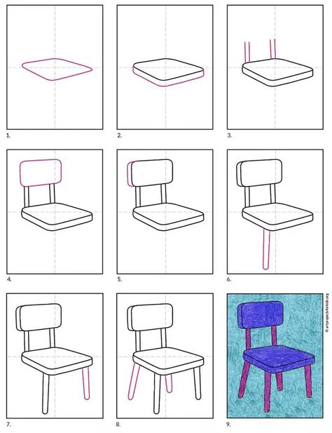 How to Draw a Chair · Art Projects for Kids Draw A Chair, Drawing Furniture, Chair Drawing, Sketch Note, Object Drawing, Simple Designs To Draw, Art Chair, Nature Drawing, Art Drawings For Kids