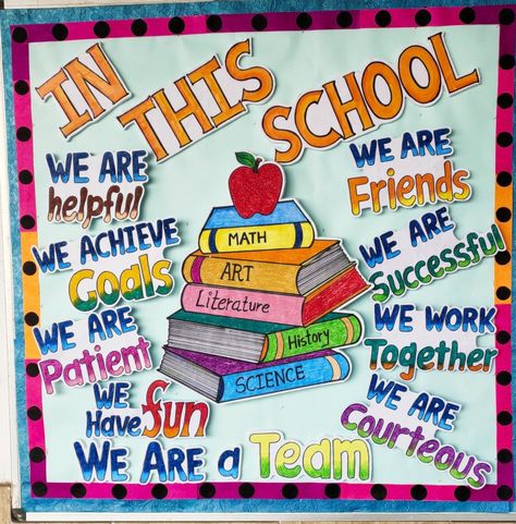 Back To School Chart Ideas, Display Borders Classroom Decor, English Murals School, School Display Board Decoration Ideas, Library Soft Board Ideas, Bulten Board Ideas For School, Display Board For School, Chart For School Decoration, English Bulletin Boards Elementary