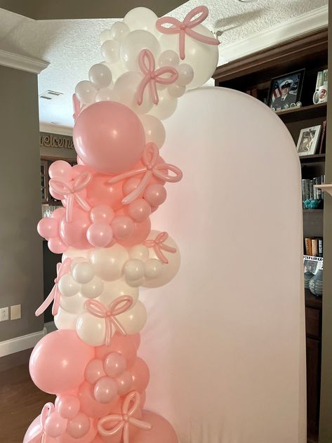 She Tied The Knot Bachelorette Theme, She Tied The Knot Theme, She Tied The Knot Bridal Shower Theme, Pink Bow Decor, Pink Birthday Set Up, She’s Tying The Knot Bow Theme, She's Tying The Knot Bridal Shower Theme, Bow Balloon Arch, She’s Tying The Knot