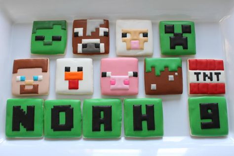 Minecraft Cookies, Minecraft Cupcakes, Cake Minecraft, Minecraft Birthday Cake, Cartoon Cookie, Cookie Connection, Paint Cookies, Minecraft Characters, Minecraft Birthday Party