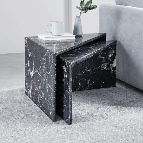 Nesting Marble Side Tables - Black | Scandinavian Interior Design | #scandinavian #interior Marmor Background, Sofas Bedroom, Paint Coffee, Marble Tables, Marble Tables Design, Marble Accessories, Marble End Tables, Marble Furniture, Artisan Furniture