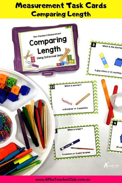 Measuring Length Kindergarten, Length Measurement Activities, Numeracy Activities Kindergarten, Non Standard Measurement Activities, Length Activities, Measuring Length Activities, Mass And Capacity, Kindergarten Measurement Activities, Math Provocations