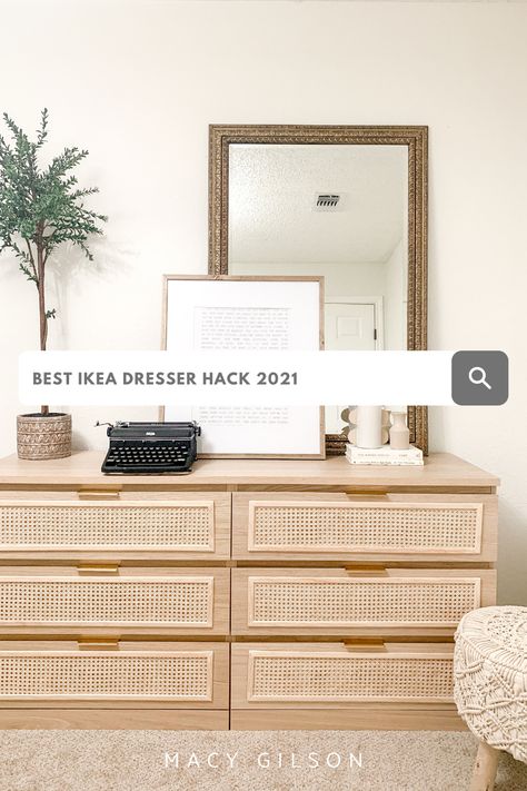 Ikea Kullen, Cane Dresser, Dresser Ikea, Ikea Dresser Makeover, Ikea Dresser Hack, Dresser Hack, Ikea Malm Dresser, Malm Dresser, Bench Mudroom