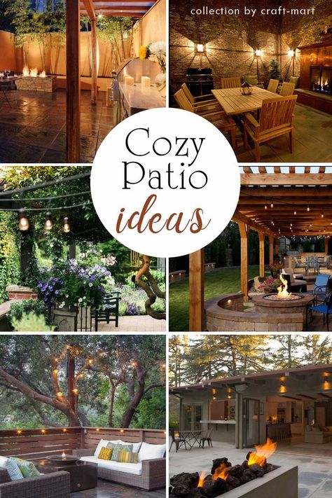 cozy patio ideas Fairy Lights In Backyard, Outside Patio Fire Pit Ideas, Back Patio Seating Ideas, Back Porch Entertainment Area, Backyard Cozy Ideas, Relaxing Backyard Ideas Inspiration, Backyard Patio Inspiration, Magical Patio Ideas, Rustic Back Porch Ideas