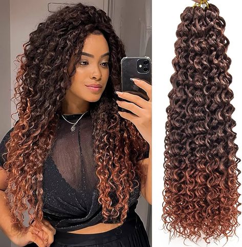 Amazon.com : GoGo Curl Crochet Hair for Black Women Water Wave Curly Crochet Hair Wavy Human Hair Deep Wave Beach Curl Crochet Synthetic Hair Extensions (18 inch(Pack of 6), T27/613) : Beauty & Personal Care Crochet Wavy Hair, Curl Extensions, Crochet Curly Hair, Crochet Braids Hairstyles Curls, Crochet Extensions, Best Crochet Hair, Latest Braid Styles, Wavy Hair With Braid, Curly Crochet Hair