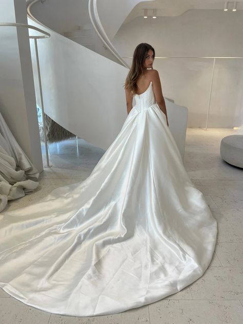 Gaia | BLANCHE BRIDAL Satin A Line Wedding Dress, Blanche Bridal, Wedding Dress Ball Gown, Elegant Bridal Gown, Dress Ball Gown, A Line Wedding Dress, Satin Wedding Dress, Satin Wedding, A-line Wedding Dress